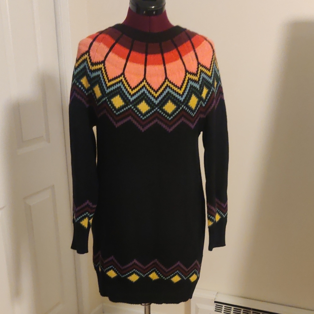 Modcloth Navy and Red Knit Sweater Dress